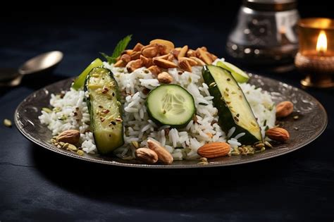 Premium Photo Biryani With Cucumber Raita