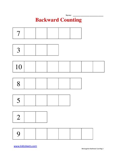 Backward Counting Activities For Kindergarten