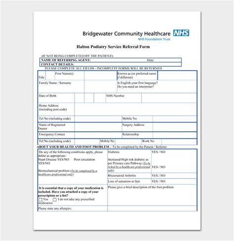 14 Printable Referral Form Templates Medical And General Word And Pdf