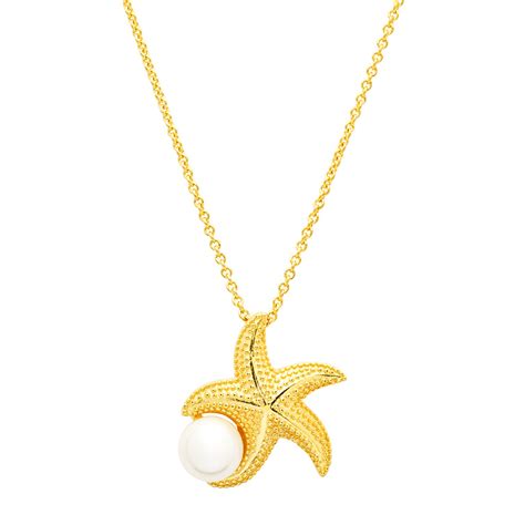 Gold Vermeil Starfish And Pearl Necklace — Ocean Jewelry