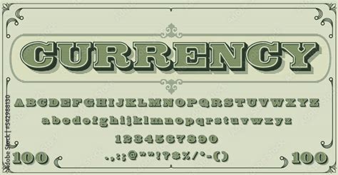 Money Font Vintage Type Or Typeface Alphabet Typography Vector