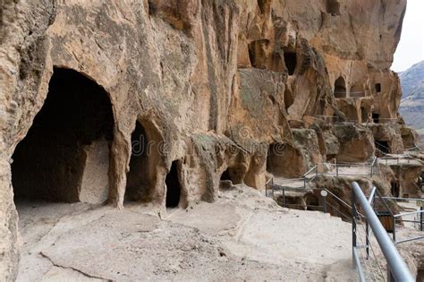 Caves Of Vardzia Monastery Carved Into Rock Georgia Stock Photo