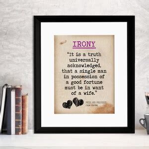 Pride and Prejudice Irony Quote Educational Art Print - Etsy