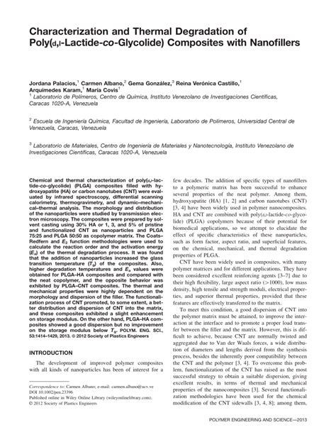 Pdf Characterization And Thermal Degradation Of Poly D L Lactide Co