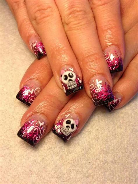 Skull Nails Sugar Skull Nails Skull Nail Art Sugar Skulls Nail Art