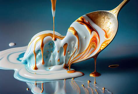 Premium Photo Melting Ice Cream Splash Icecream Melt Flow Dripping