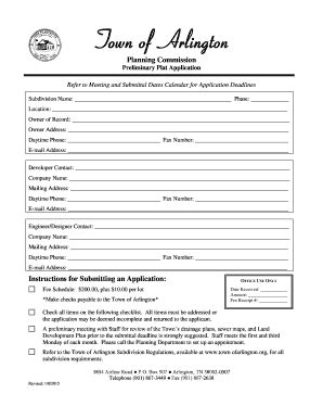 Fillable Online Planning Commission Preliminary Plat Application Fax