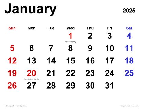 Calendar For January 2025