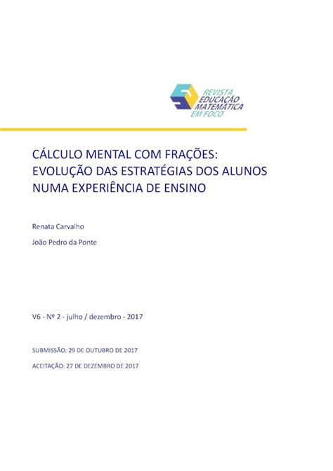 PDF CÁLCULO MENTAL FRAÇÕES EVOLUÇÃO DAS percentagem