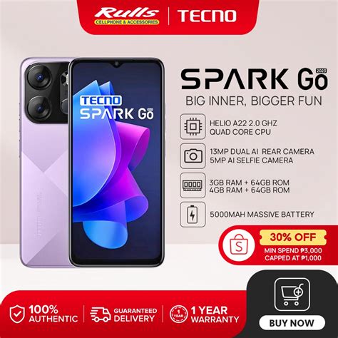 Tecno Spark Go 2023 Smartphone 3gb64gb 4gb64gb Helio A22 Cpu