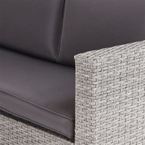 Alexandria Rattan Effect Garden Corner Sofa Set Ash Grey Homebase