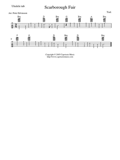 Scarborough Fair Ukulele Pdf