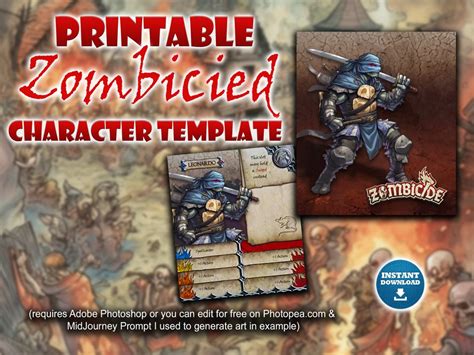 Printabe Zombicide Black Plague Customizable Character Card Etsy