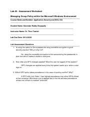 WinSec V03 Lab05 AW 1 Pdf Lab 5 Assessment Worksheet Managing