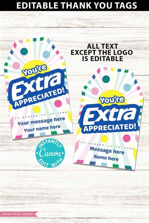 Extra Gum Thank You Sayings Gift Tag