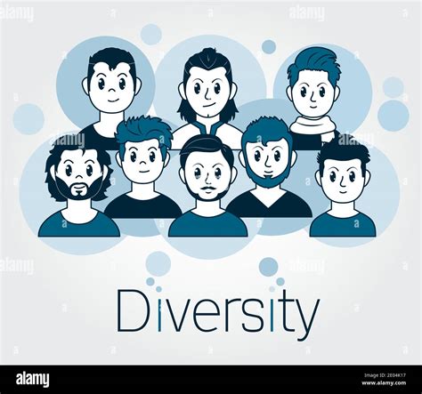 Diversity People Icon Set Over White Background Line Style Vector