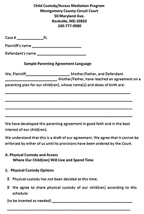 Printable Custody Agreement