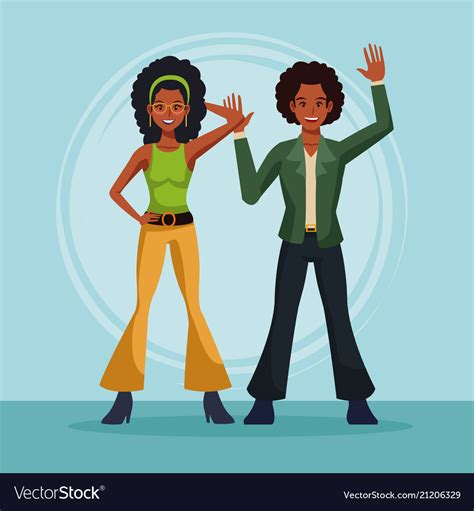 80s Couple Dancing Cartoon Royalty Free Vector Image