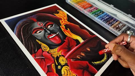 Kali Mata Drawing With Oil Pastel Maa Kali Drawing Oil Pastel YouTube