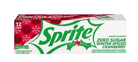 Sprite Zero Sugar Winter Spiced Cranberry Soda Holiday Flavor 24 Pack