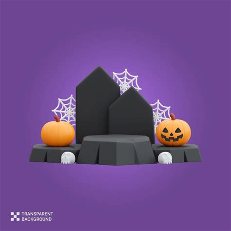 Premium Psd Psd 3d Rendering Illustration Halloween Podium