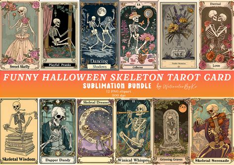 Halloween Skeleton Tarot Card Bundle Graphic By Watercolorbykr