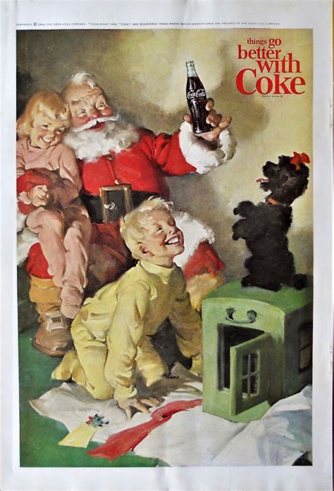 Coca Cola Santa Advertisement. Vintage 1964 Santa and Coca Cola Ad ...