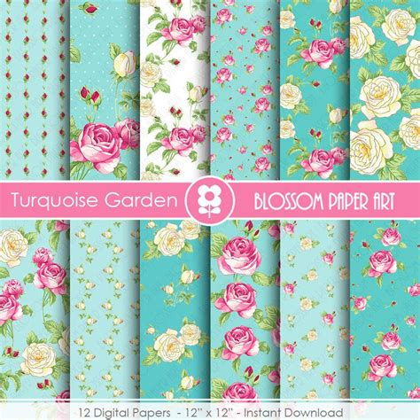 Scrapbooking Digital Paper Floral Digital Paper Pack Pink And