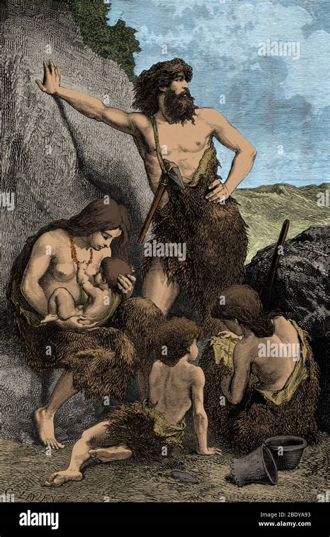 Prehistoric Man, Stone Age Family Stock Photo - Alamy