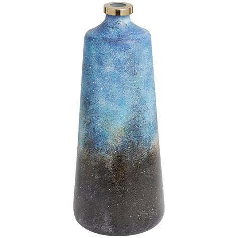 Litton Lane In Blue Galaxy Inspired Glass Abstract Decorative Vase