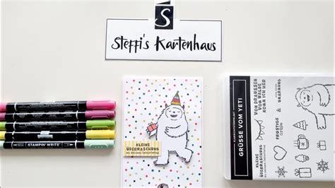 Winkender Yeti Interaktive Karte Mit Stampin Up Gr Sse Vom Yeti Youtube