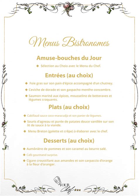 Menu Bistronome Yourchef