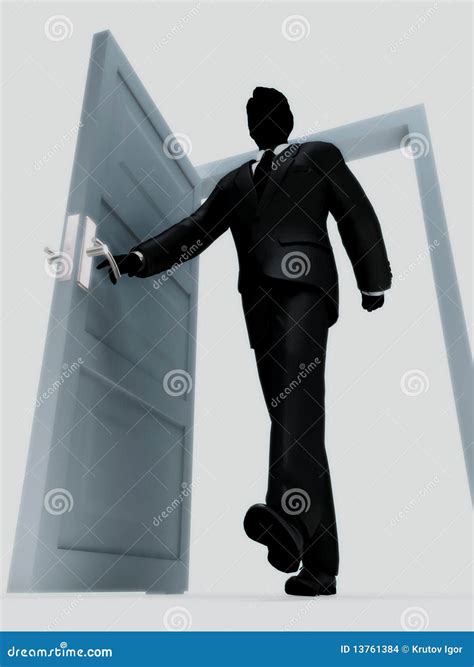 Man Walking Through Door Stock Illustration Illustration Of