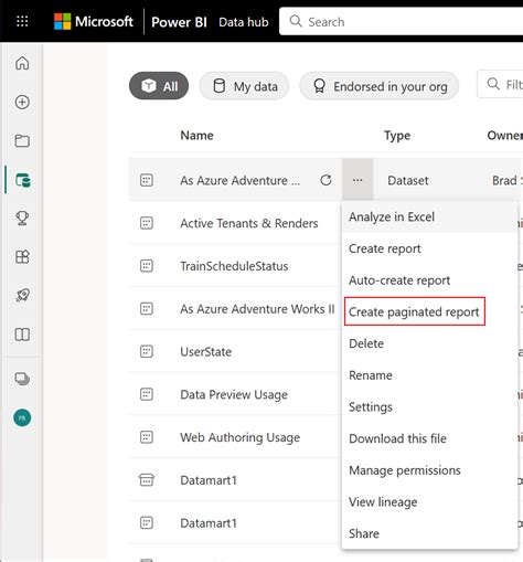 Power Bi 서비스에서 페이지를 매긴 보고서 만들기 시작 Power Bi Microsoft Learn