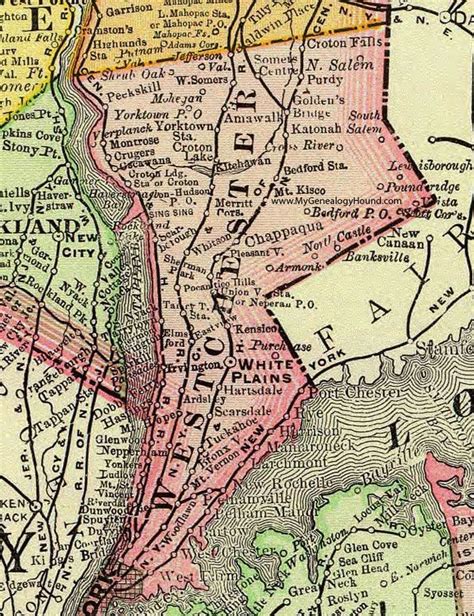 Westchester County New York 1897 Map Rand Mcnally White Plains