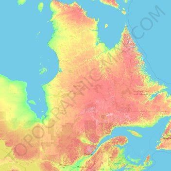 Quebec topographic map, elevation, relief