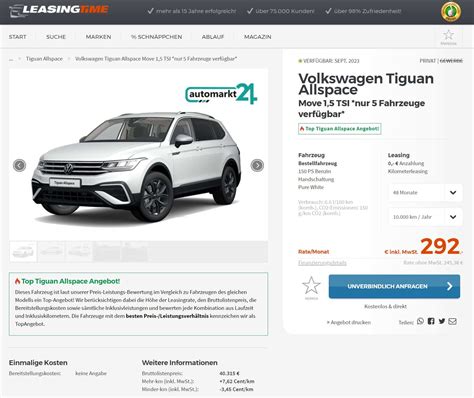 VW Tiguan Allspace im Leasing für 292 mtl brutto ntv Autoleasing