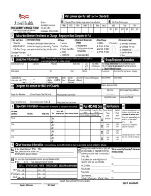 Fillable Online Amerihealth Enrollment Change Form Home Fax Email