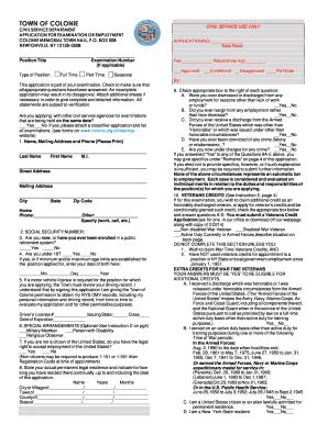 Form Ny Application For Examination Or Employment Town Of