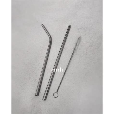 Jual Stainless Steel Straw Set Travel Sedotan Reusable Eco Friendly Pouch Shopee Indonesia