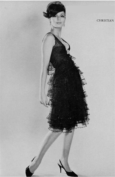 1964 Model In Ruffled Pierre Brivet Lace Cocktail Dress By Marc Bohan