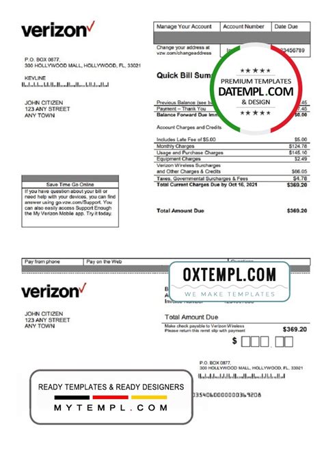 Editable Template Usa Verizon Utility Bill Template In Word Format