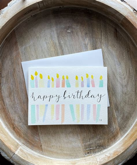 Birthday Candles Hand Painted Watercolor Birthday Card By Coram Deo