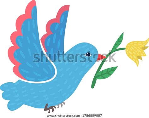 Cute Wild Blue Pigeon Carry Spring Stock Vector Royalty Free