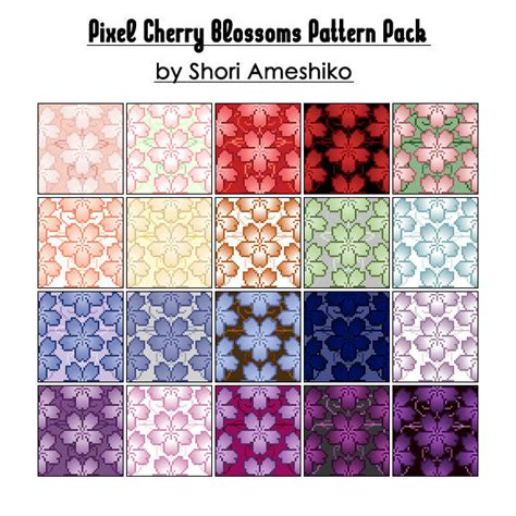 Pixel Cherry Blossom Patterns by SewDesuNe on DeviantArt