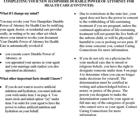 Free New Hampshire Durable Power Of Attorney For Health Care Form Pdf