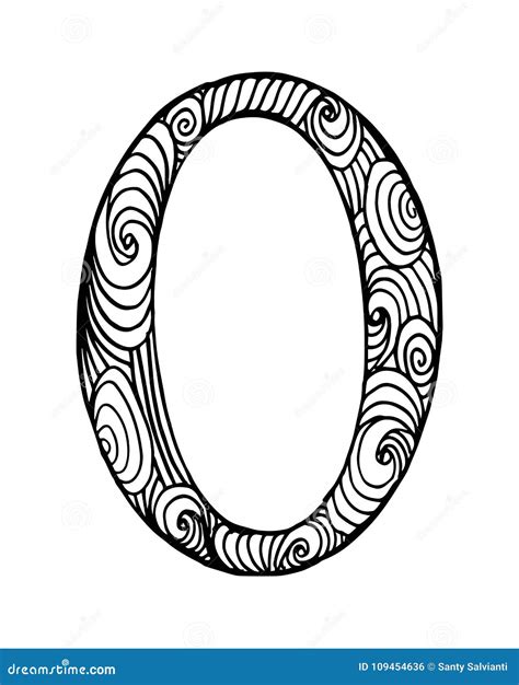 Zentangle Stylized Alphabet Letter O In Doodle Style Stock