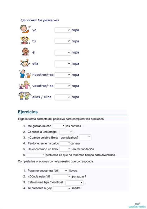 Posesivos Verbos Regulares De Indicativo Ficha Interactiva