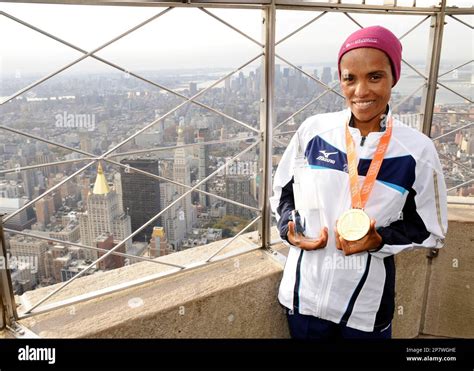 New York City Marathon Womens Winner Derartu Tulu Of Ethiopia Holds