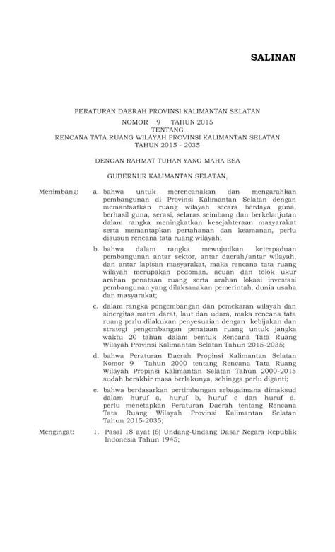 Pdf Peraturan Daerah Provinsi Kalimantan Selatanbanjarmasin Bpk Go Id